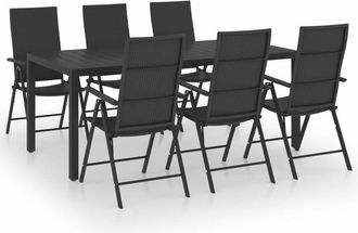 vidaXL Juego De Comedor Para Jard&iacute;n 7 Piezas Negro Vidaxl