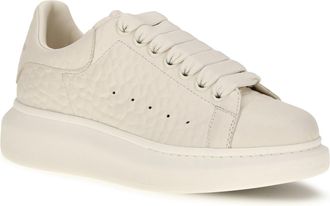 Alexander McQueen Womens Oversized Pebbled Leather Sneakers White