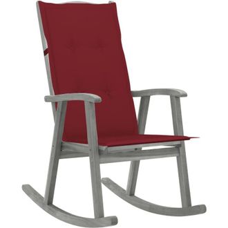 vidaXL Silla Mecedora Con Cojines Madera Maciza De Acacia Gris Vidaxl
