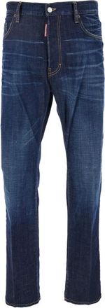 Dsquared2 Jeans, Heren, Blauw, L, Denim, Blauwe Denim Stretch Jeans met Logo Patch