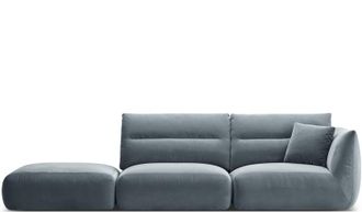 CXL by Christian Lacroix 4-Sitzer Designer Sofa Maurie mit Ottomane - Samtbezug Blaugrau