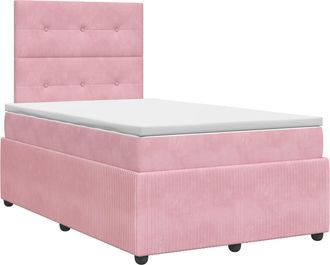 vidaXL Cama Box Spring Con Colch&oacute;n Rosa 120 X 190 Cm Terciopelo Vidaxl