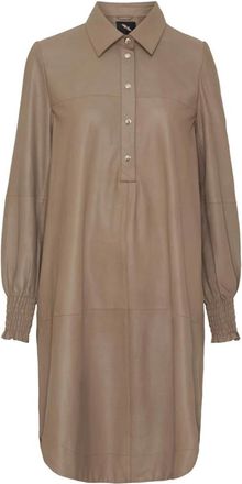 BTF-CPH A-Shape Jurk Met Smock Skind - Dames - Korte kleedjes - Beige - XS - Leer - Kleedjes