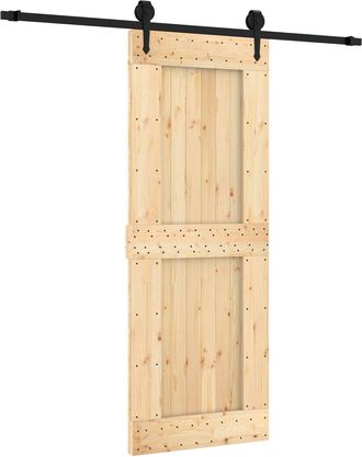 vidaXL Puerta Corredera Natural Y Negro 80 X 210 Cm Vidaxl