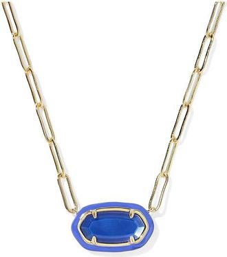 Kendra Scott Elisa Enamel Frame Paperclip Womens Necklace Womens Necklace Gold Cobalt Illusion, Brass/Gold-Plated