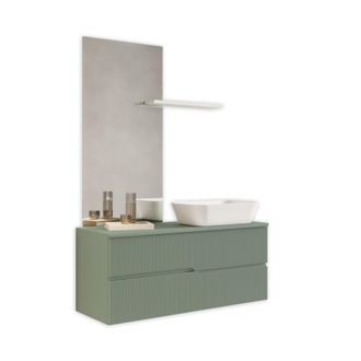 Aquadesign Mueble de ba&ntilde;o 4 piezas en mdf verde salvia