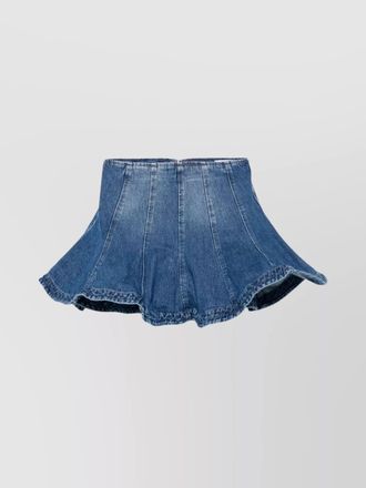 Msgm denim paneled a-line skirt