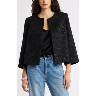 Nordstrom Collarless Boucl&eacute; Jacket in Black at Nordstrom Rack, Size X-Large