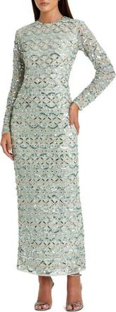 Mac Duggal Long sleeve Embellished Dress in Jade at Nordstrom, Size 12
