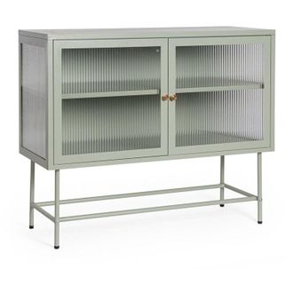 Decorspace Cassettiera Carey struttura in acciaio con ante e frontale in vetro -Verde Salvia