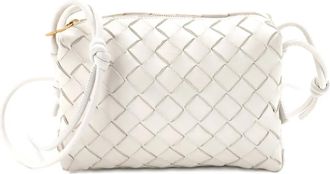 Bottega Veneta Borsa a tracolla Loop mini in nappa con design Intrecciato - Bianco