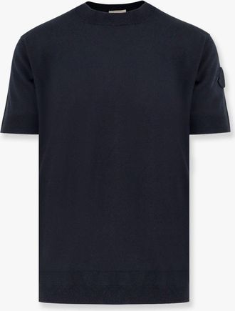 Moncler Maglia in seta e cotone con patch logo - MONCLER - gender_Man