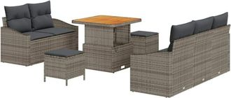 vidaXL Vidaxl - Conjunto De Sof&aacute; De Jard&iacute;n Con Coj&iacute;n 8 Pcs Gris Polirat&aacute;n