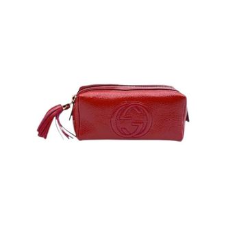Gucci Pre-owned Soho Mini Cosmetic Pouch - Dames - Pre-owned - Rood - Maat: ONE Size Leer