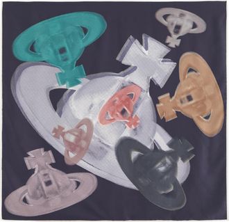 Vivienne Westwood Halftone Orbs Printed Silk-satin Scarf - Navy - One Size