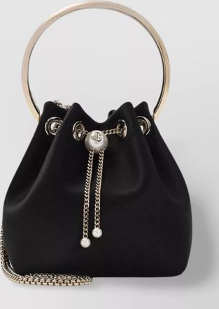 Jimmy Choo London satin bucket bag pearl detail