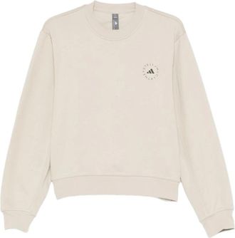 adidas by Stella McCartney Logo Graphic Print Crewneck Sweatshirt - Dames - Sportshirts - Beige - M - Katoen - Fitness