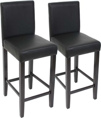 Hhg Coppia sgabelli alti lounge eleganti M37 legno ecopelle 50x41x109cm nero gambe scure