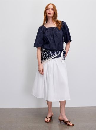 Contemporaine Womens Flared broderie anglaise blouse