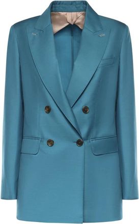 Max Mara Mxmstaffa Blazer - Dames - Blazers - Blauw - M - Leer - Jassen