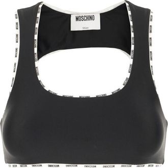 Moschino Black Logo Scoop Neck Top
