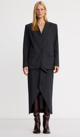 Smythe Straight Three Button Blazer in Iron Glen Check at Nordstrom, Size X-Small