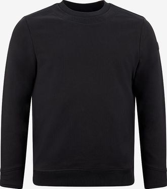 Moncler Rundhals-Sweatshirt mit Ripp-Einsatz Matt Black