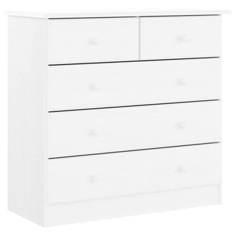 Berkfield Home Chest of Drawers ALTA White 77x35x73 cm Solid Wood Pine | Size: 77 x 35 x 73 cm