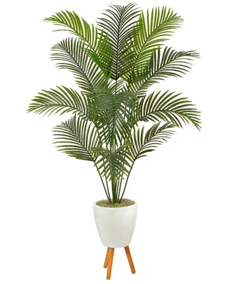 Nearly Natural 6.5Ft Golden Cane Artificial Palm Tree In Planter With Stand