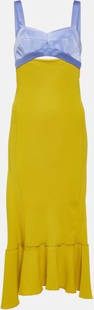 Victoria Beckham Paneled satin and cady midi dress
