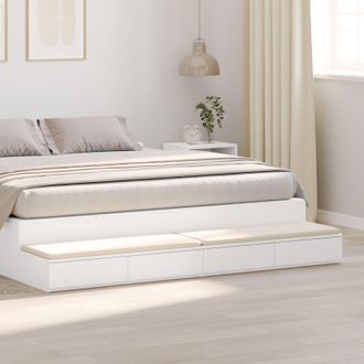 Berkfield Home White Bed Drawers, 180x36.5x16.5 cm, Made of Engineered Wood | Size: 180x36.5x16.5 cm