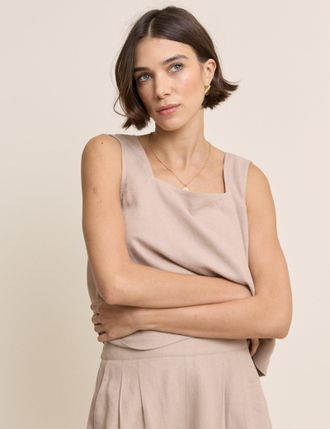 Nobody's Child Beige Linen-blend Top