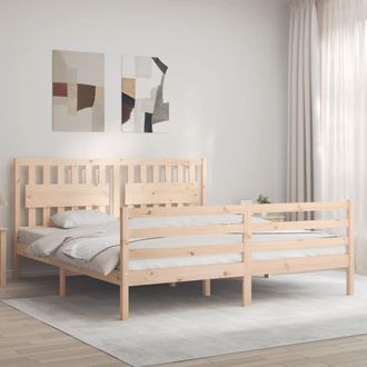 Berkfield Home Bed Frame with Headboard Super King Size Solid Wood in Brown