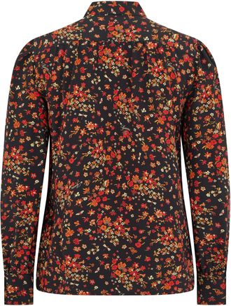 Gucci Womens Long Sleeve Silk Shirt Black-Red Blouses Black/red
