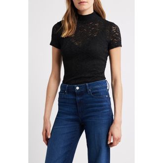 Paige June Stretch Lace T-Shirt in Black at Nordstrom, Size Xx-Small