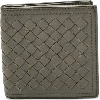 Bottega Veneta Portafoglio bi-fold in pelle con design Intrecciato - Verde