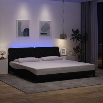 vidaXL Vidaxl - Estructura De Cama Con Led Sin Colch&oacute;n Tela Negro 200x200 Cm
