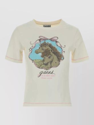 Ganni stretch cotton t-shirt