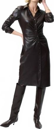 Joseph Ribkoff Faux Leather Shirt Dress In Mocha