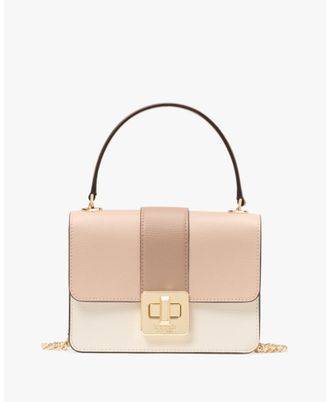 Kate Spade New York Womens Phoebe Colorblock Refined Grain Leather Turnlock Mini Flap Crossbody - Brown - One Size