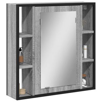 vidaXL Armario Con Espejo De Ba&ntilde;o Madera Gris Sonoma 60x16x60 Cm Vidaxl