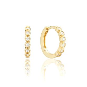Lily & Roo Gold Round Diamond Style Huggie Hoop Earrings