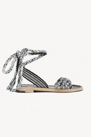 Amambaih Graciela Flat Sandals in Ivory Black at Nordstrom, Size 40