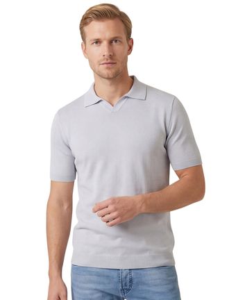 Thomas Maine katoenen Thomas Maine poloshirt grijs effen normale fit