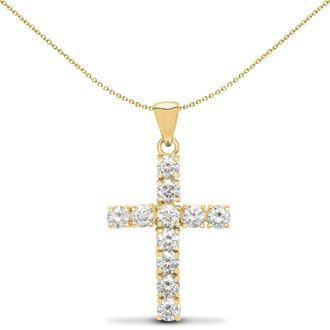 Jewelco London 18ct Gold 1ct Diamond Eternity Cross Pendant - 18X023