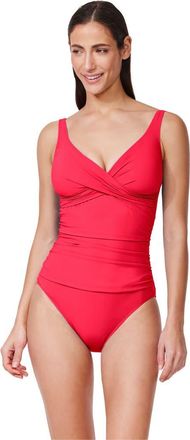 Gottex Tutti Frutti Twist Front V-Neck One Piece in Coral at Nordstrom, Size 12