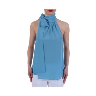 Michael Kors Tops, Dames, Blauw, L, Tie Neck Shoulder Top