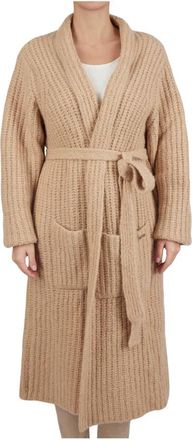 Kiton Textured Cashmere Silk Cardigan - Dames - Cashmere truien - Beige - M - Kasjmier - Truien & Vesten