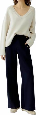 Oui Pull On Scuba Pants In Dark Blue