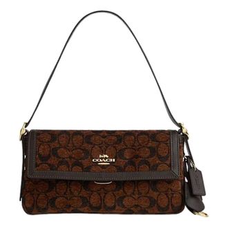 Coach (WMNS) COACH Etta Small Flap Shoulder Bag Signature Chenille Truffle CCV65-IMA7U